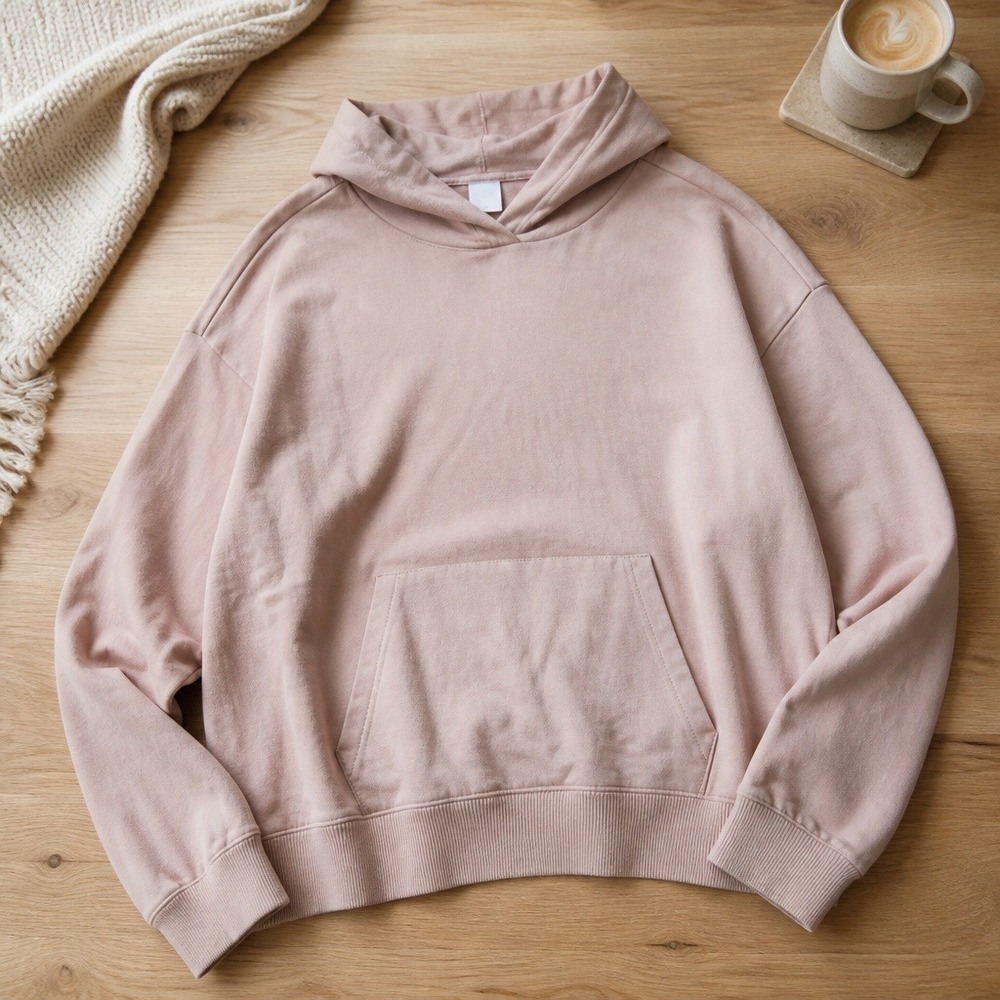 Athleta L Balance Hoodie Pullover‎ Sweatshirt Top Women's Large Mauve/Tan